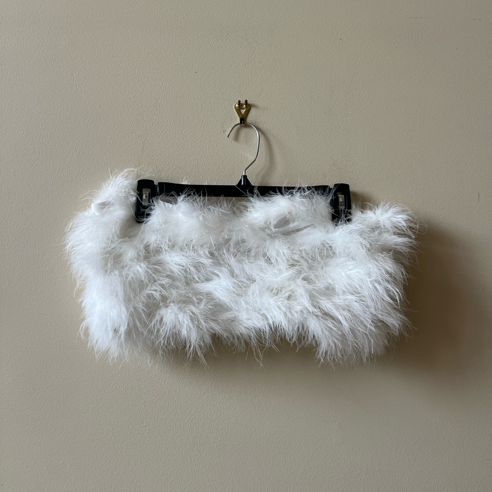 Source Unknown White Furry Crop Top
